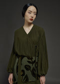 WRAP PLEATED BLOUSE (PRE-ORDER)