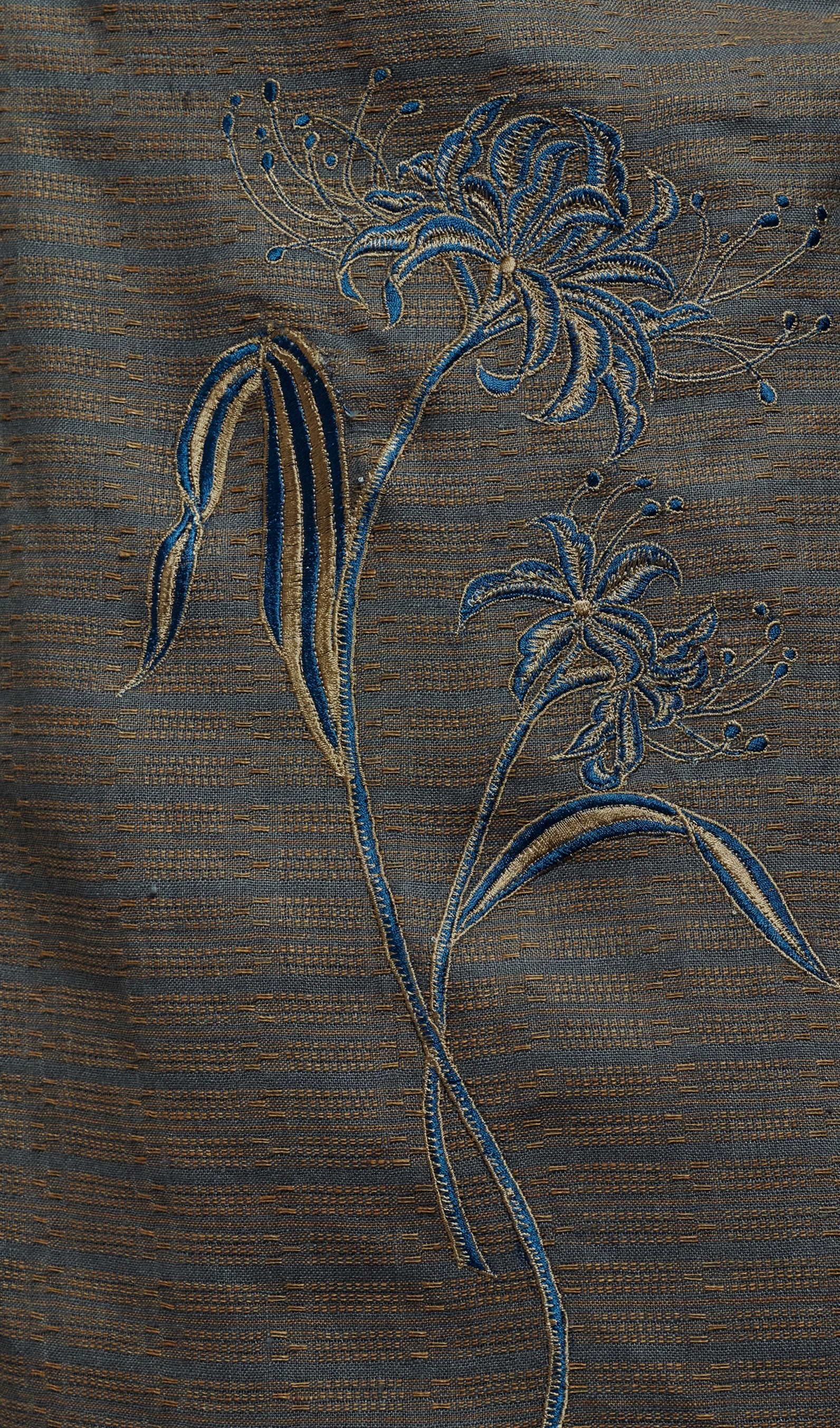 FLORAL EMBROIDERED SAMPIN IN GRAY (PRE-ORDER)