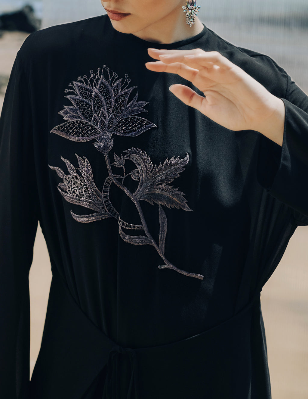EMBROIDERED WRAP DRESS